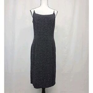 Vtg Black Metallic Cocktail Party Dress Glitter Sparkles Size 14 Whimsigoth 3362